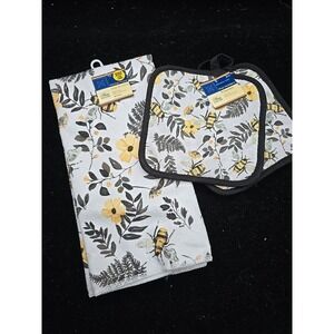 New Home Collection Bumblebee Honeybees Flowers Pot Holders‎ Kitchen Dish Towel